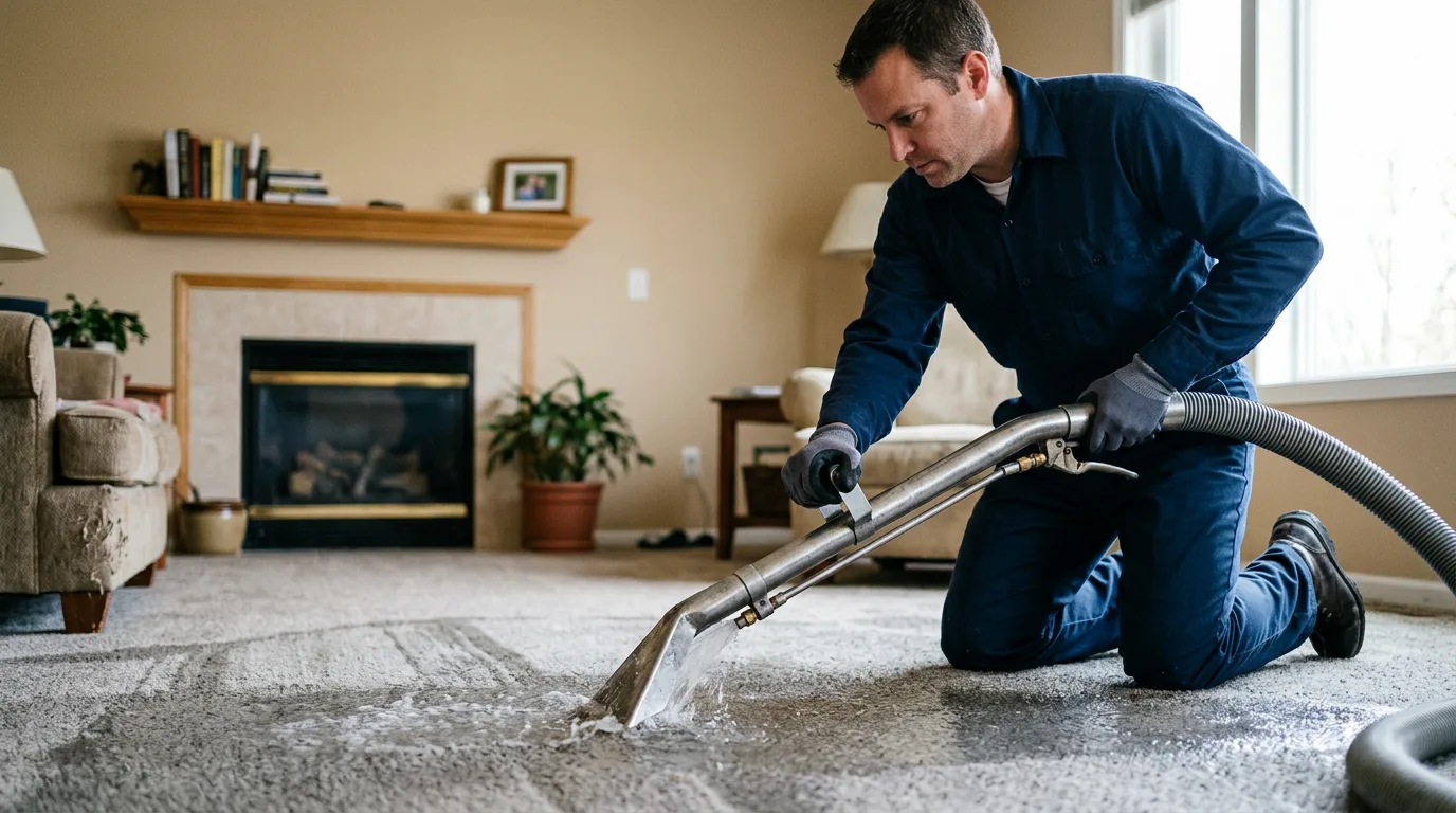 Water damage restoration technician working near Rushville, NE